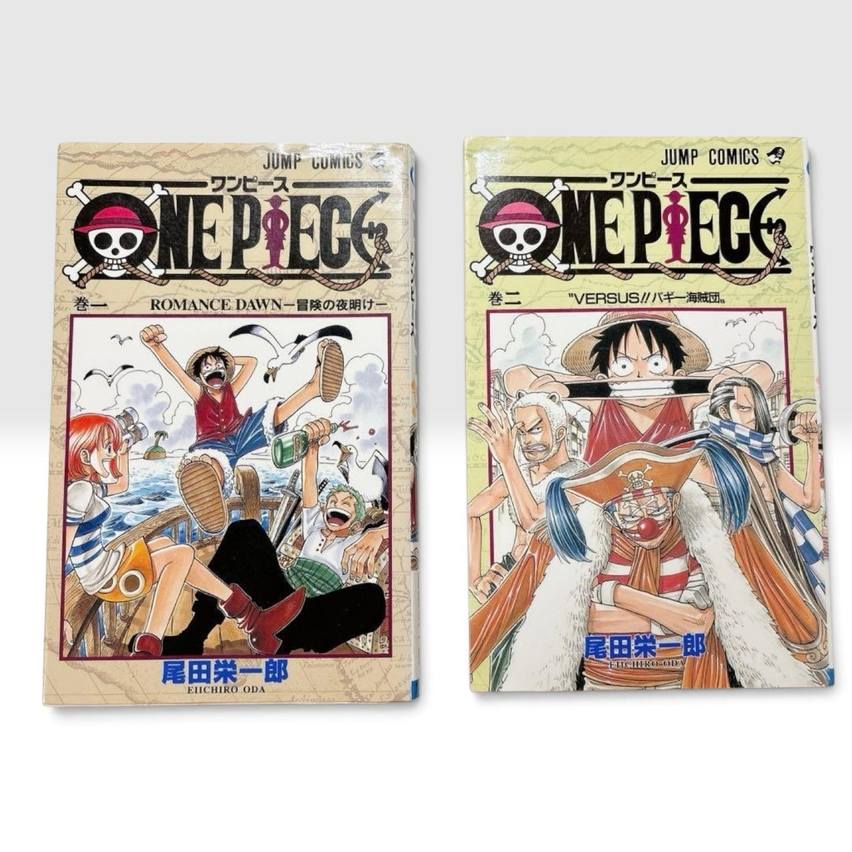 One Piece Vol 1 & 2 First Print Japanese Manga Set Eiichiro Oda Jump Comics